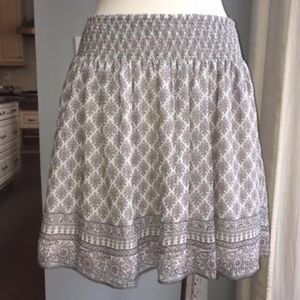 'Carbine' Smocked Print Silk Skirt